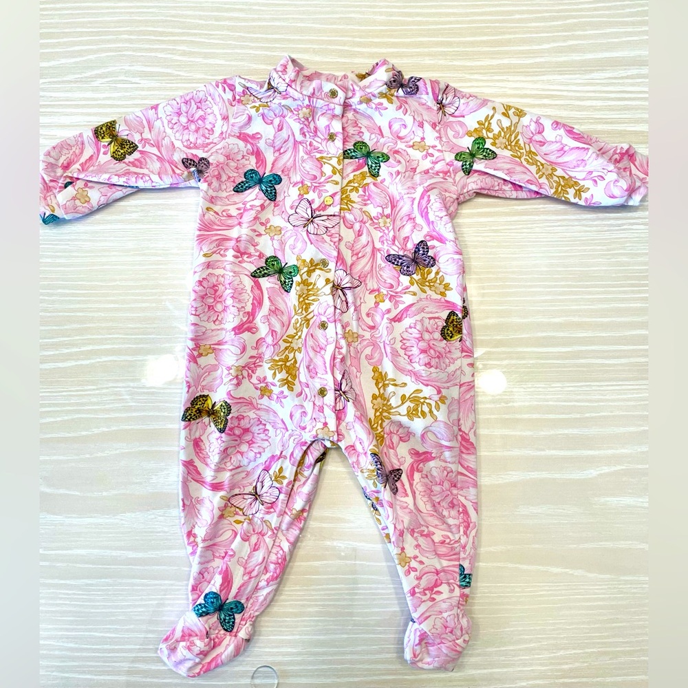 Versace Baby Girl Baroque Butterfly Print Footie